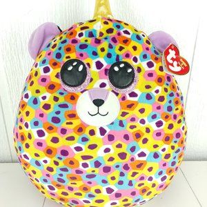 Ty Squish A Boos Giselle Plush 12" Stuffed Animal Rainbow Leopard Multicolor